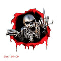 Reflective metal skull car sticker with colourful broken shell pattern measuring 15×14cm