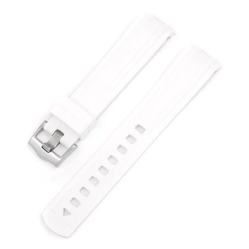 20mm original style watch strap with silver buckle in multiple colour options including black, blue, green, and pink.