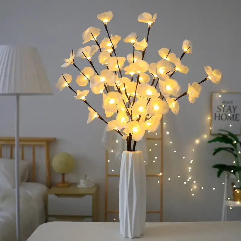 65cm pink phalaenopsis branch LED light with flexible design, battery operation, and 20 individual warm light points for bedroom decoration
