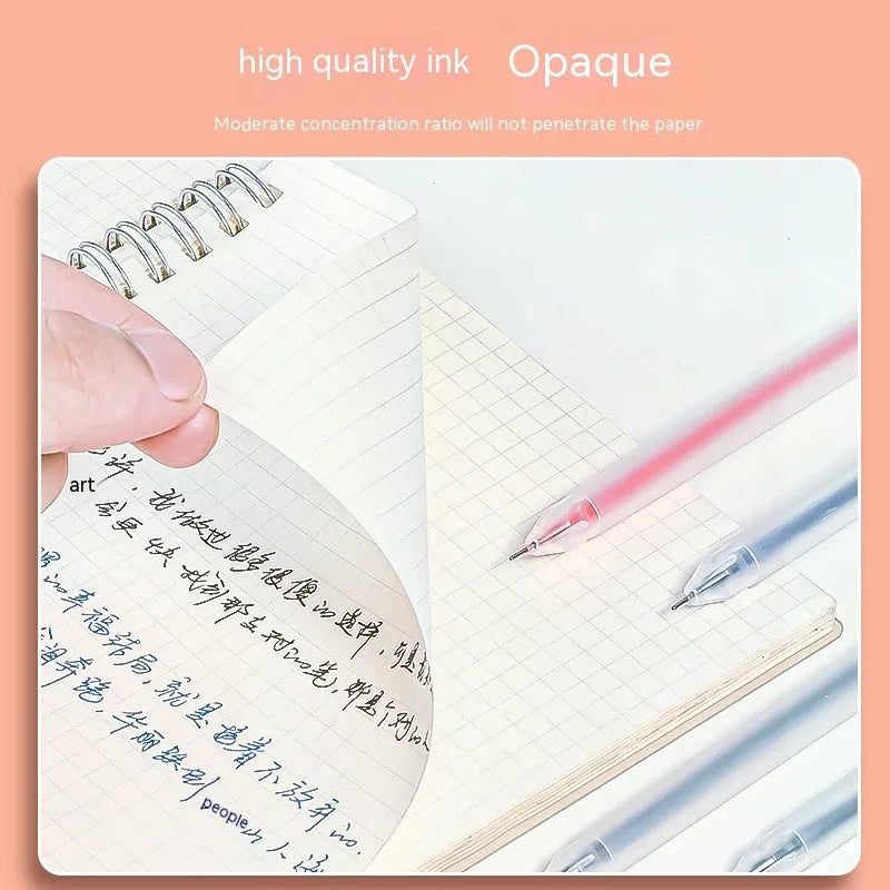 Boxed set of twelve coloured gel pens with 0.5mm fine points on a white background.