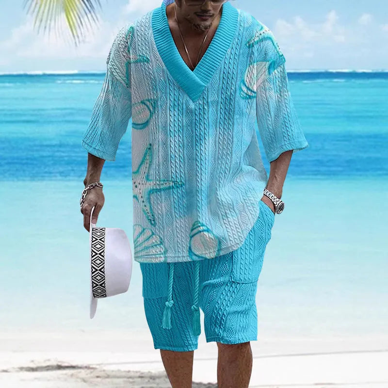 Loose casual short sleeve suit with matching shorts in polyester fabric, available in multiple colours and sizes S to XXXXL