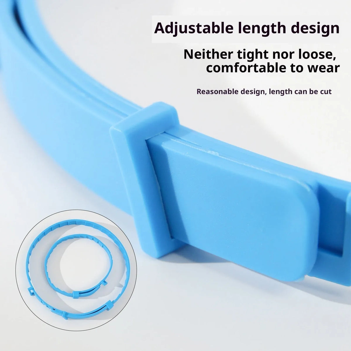 Anti-bite PVC collar for cats and dogs, adjustable, 38cm or 63cm, monochrome, black blue orange grey