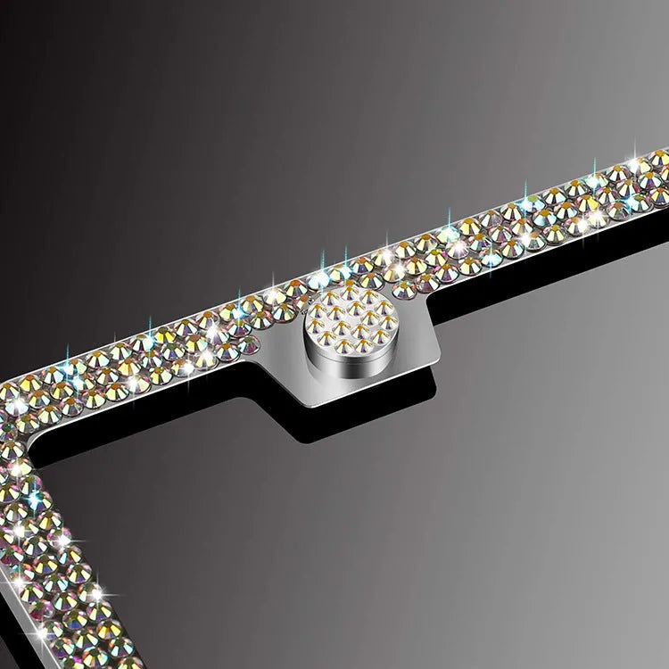 Diamond-studded stainless steel license plate frame, US standard 160 x 310 mm, in white, black, or AB colour