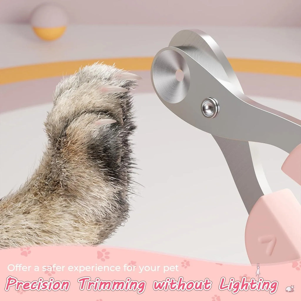 Cat nail clipper with positioning hole, stainless steel blade, blue or pink colour options