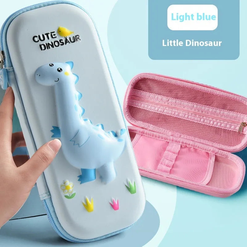 3D leather pencil case with zipper closure showing decorative space theme design