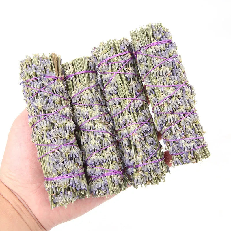 Natural dried flower aromatherapy stick with lavender scent, measuring 4 inches long