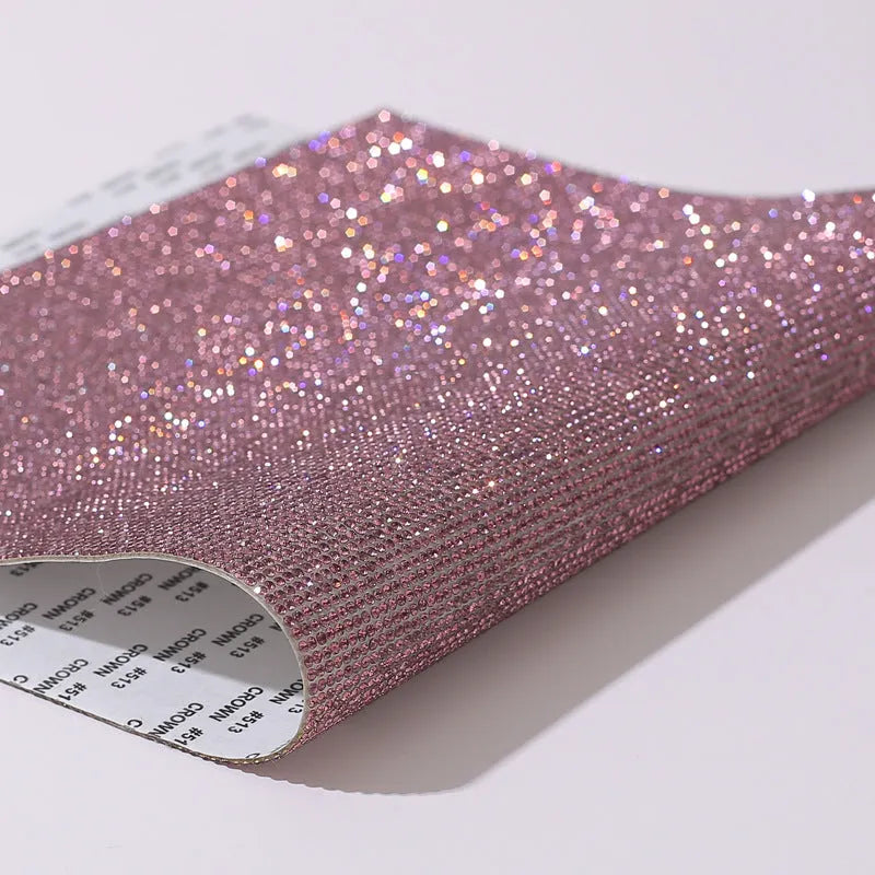 Rhinestone adhesive net sticker with electroplated diamonds in eight-eyes pattern showing multiple colour options