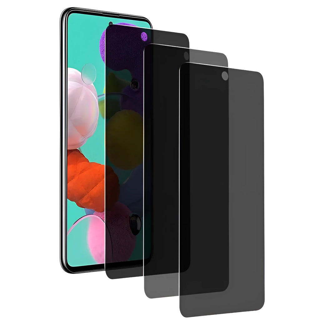 Toughened glass privacy screen protector for Samsung Galaxy phones with anti-peep technology