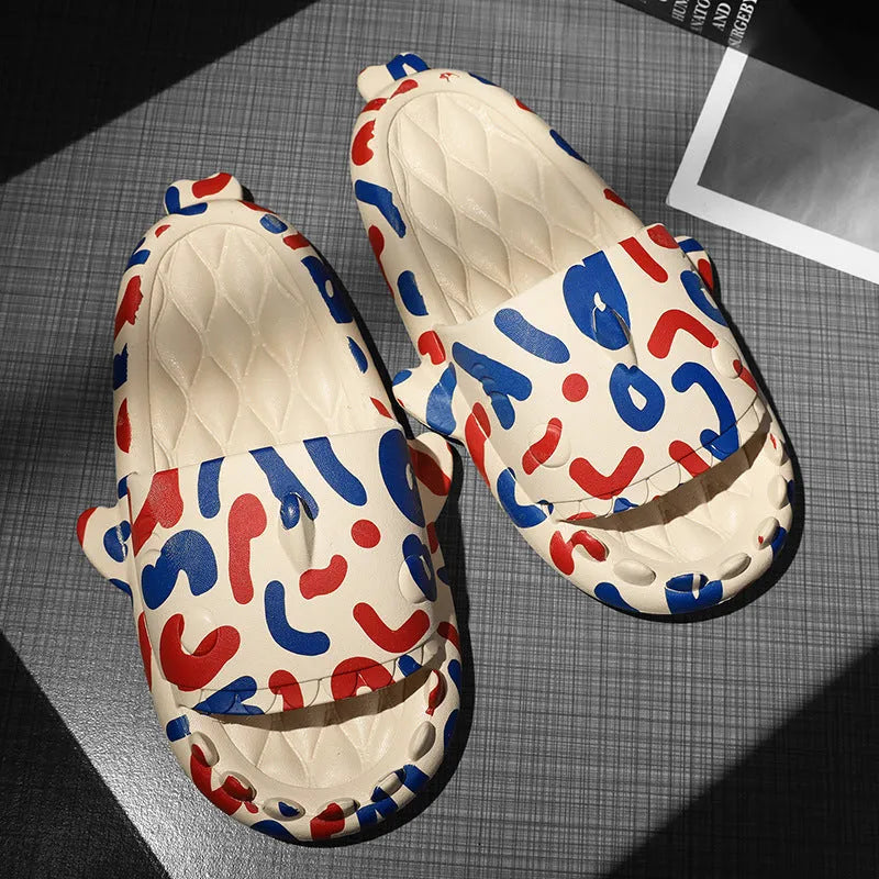 Shark design home slippers with open-toe and EVA upper in beige colour, size 36-45