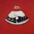 Polyester pet scarf with festive snowflake and bell designs in multiple sizes for winter and holiday use.