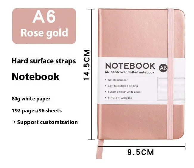 A5 PU leather strap diary with horizontal line pages in various colours including Marble Black and Skin Feeling Cyan