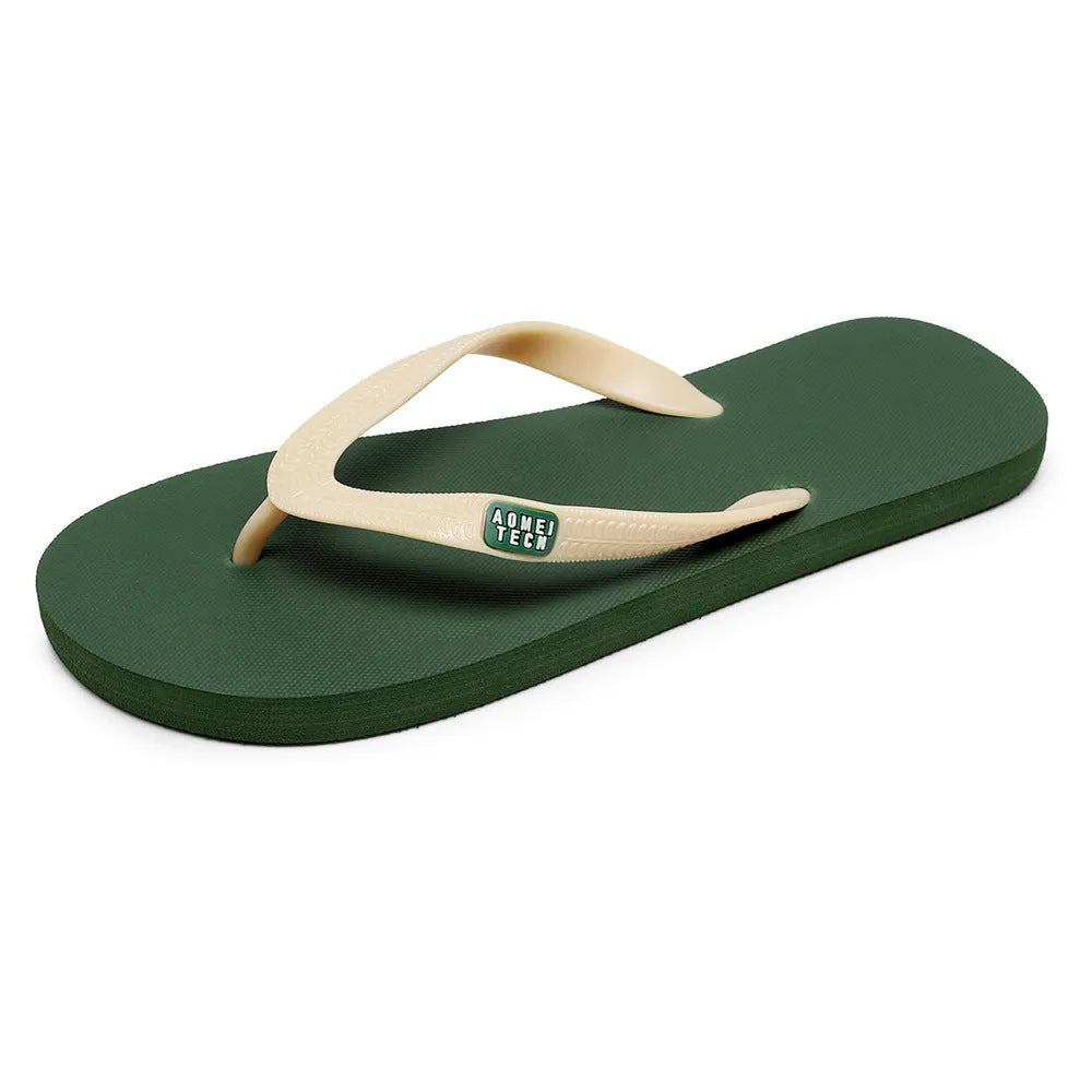 Men's flip-flops with vulcanised rubber soles and EVA upper in black, green, orange and grey colours