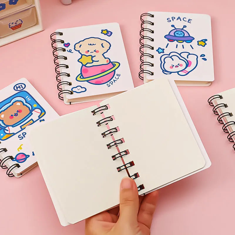 Astronaut Flipped Portable Pocket Flipper Notebook showing 10.5x8cm dimensions and space-themed cover options