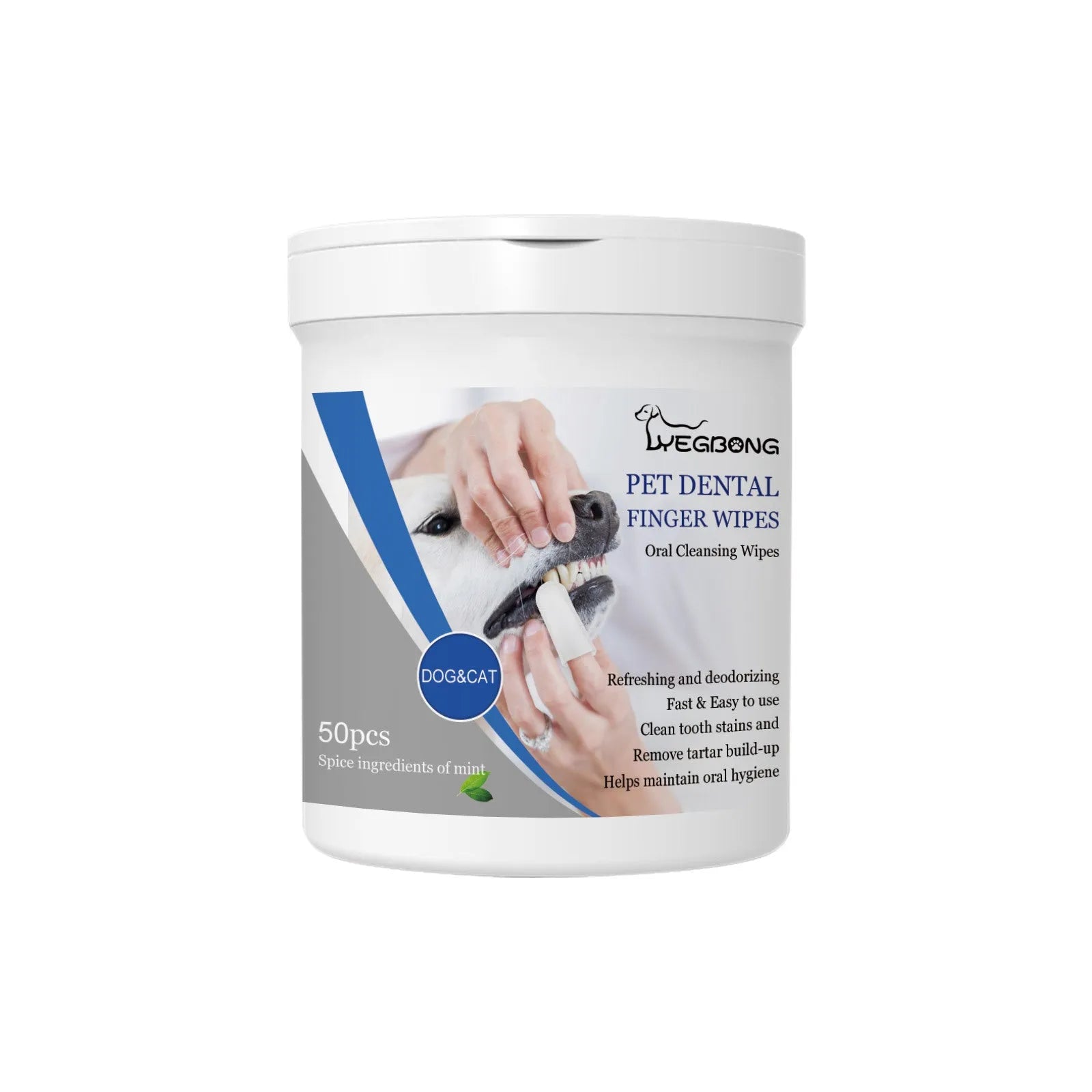 Dog dental finger wipes with 50 pieces and finger stall applicator for oral hygiene