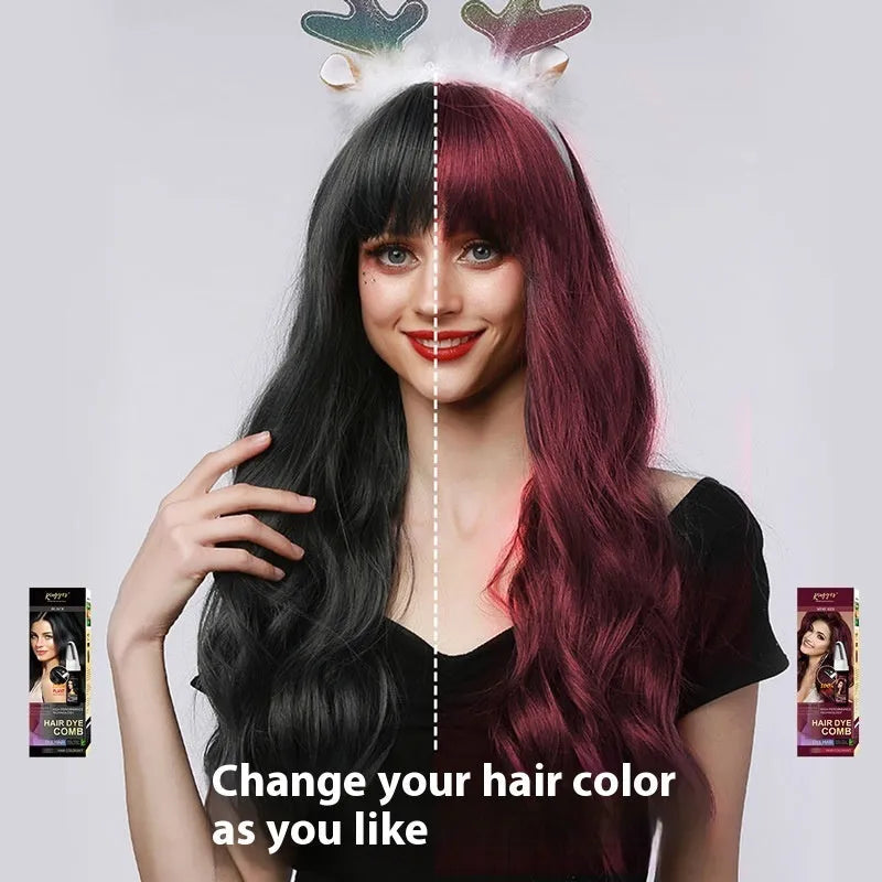 Black Wine Red Brown Easy Coloring Comb hair dye with 200ml bottle and comb applicator for even colour distribution