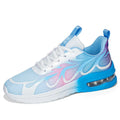 Women's pink mesh casual sneaker with lace-up front and light-coloured PU sole.