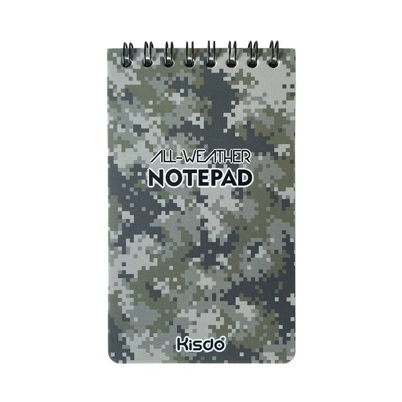 Spiral-bound waterproof office notepad with stone paper pages and PP cover in camouflage colour