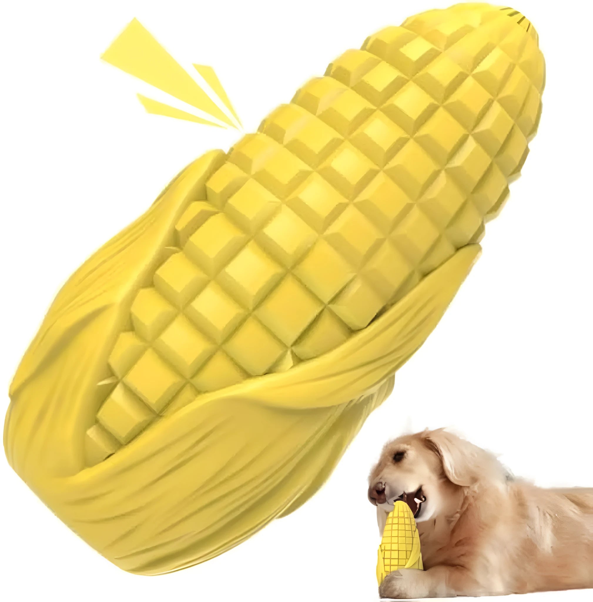 Corn-shaped dog chew toy with textured surface, blue colour, for medium and large breed dogs