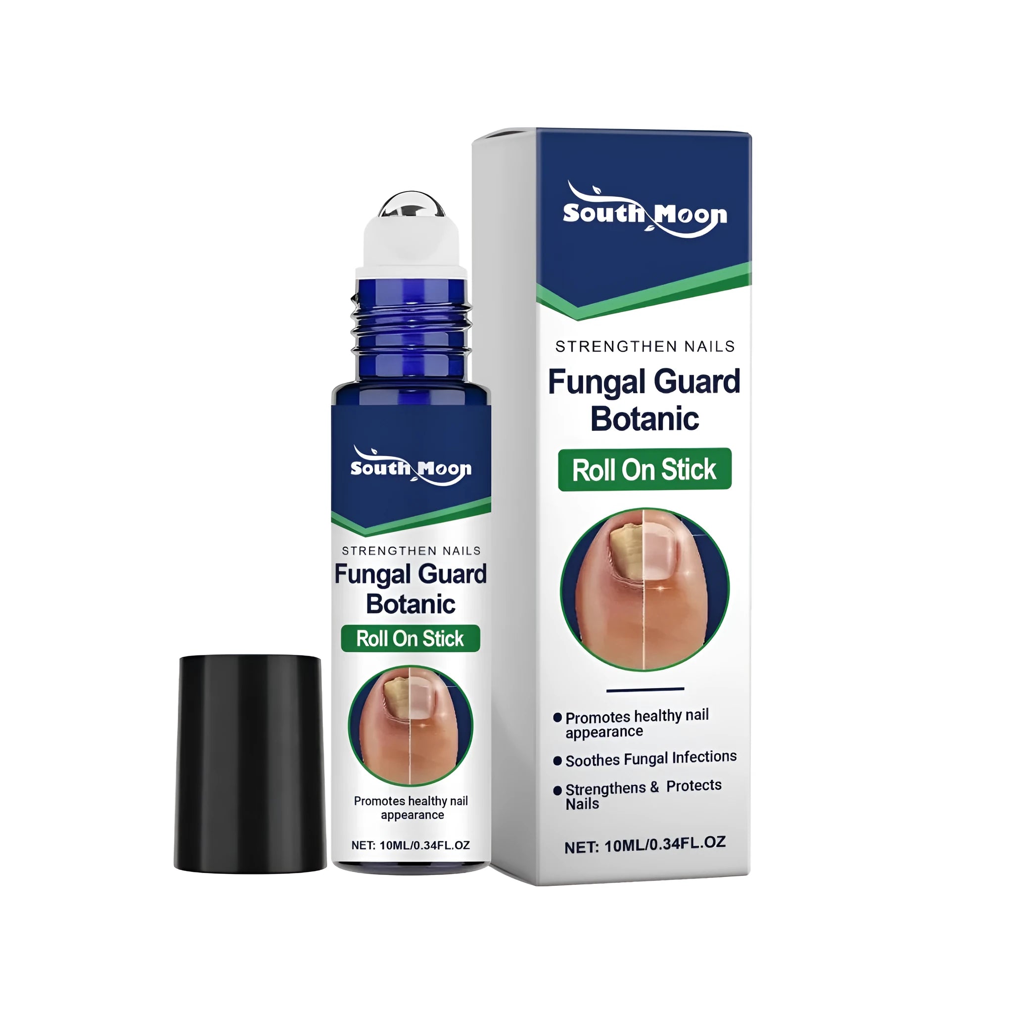 10ml Botanic Roll On Stick bottle with blue roll-on applicator for antifungal nail care