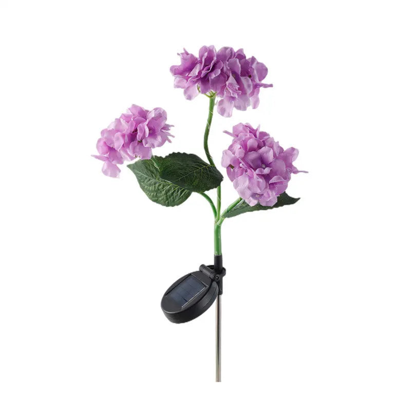 Solar hydrangea garden decorative light in rubber construction with plants modelling design