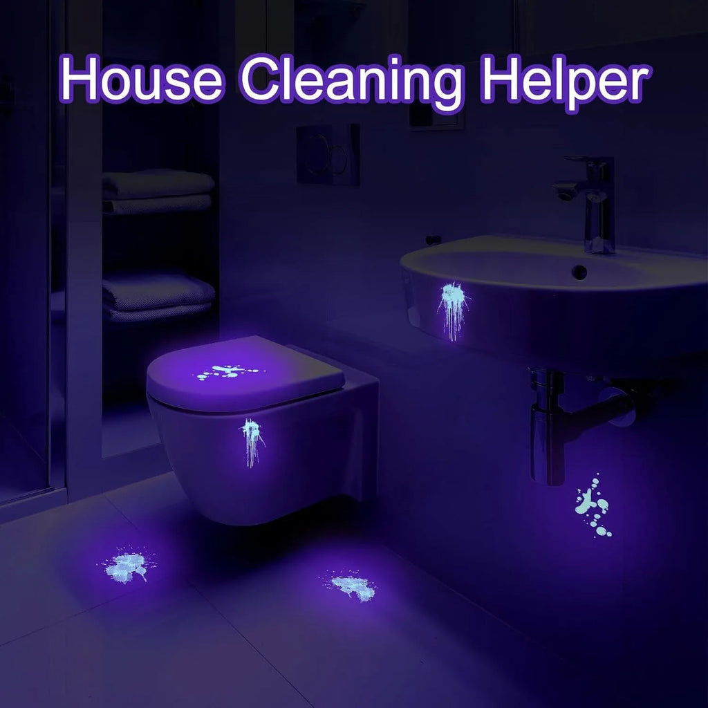 Black or silver aluminium alloy UV flashlight for detecting pet stains and insects.