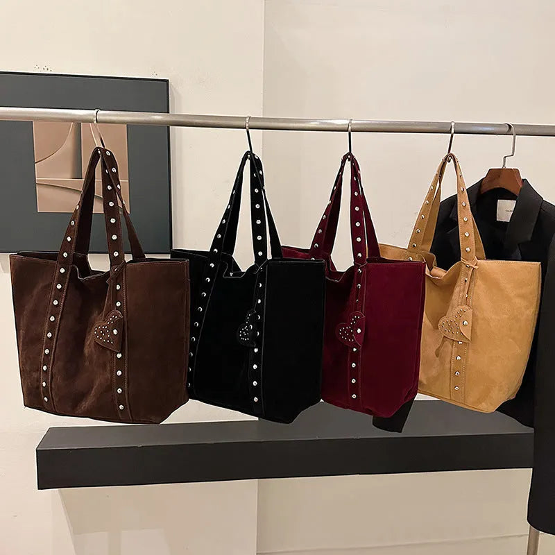 Women's PU leather tote bag with sandwich pocket design and double shoulder straps in four colour options