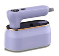 Milky white portable foldable iron with ceramic soleplate on a plain background.