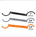 Crescent magnetic suction wrench catheter locking wrench kit three-piece set with orange, grey, and black wrenches