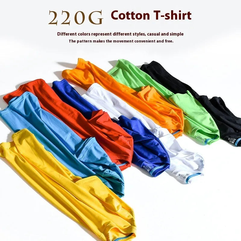 Men's solid colour combed cotton round neck T-shirt on a hanger.