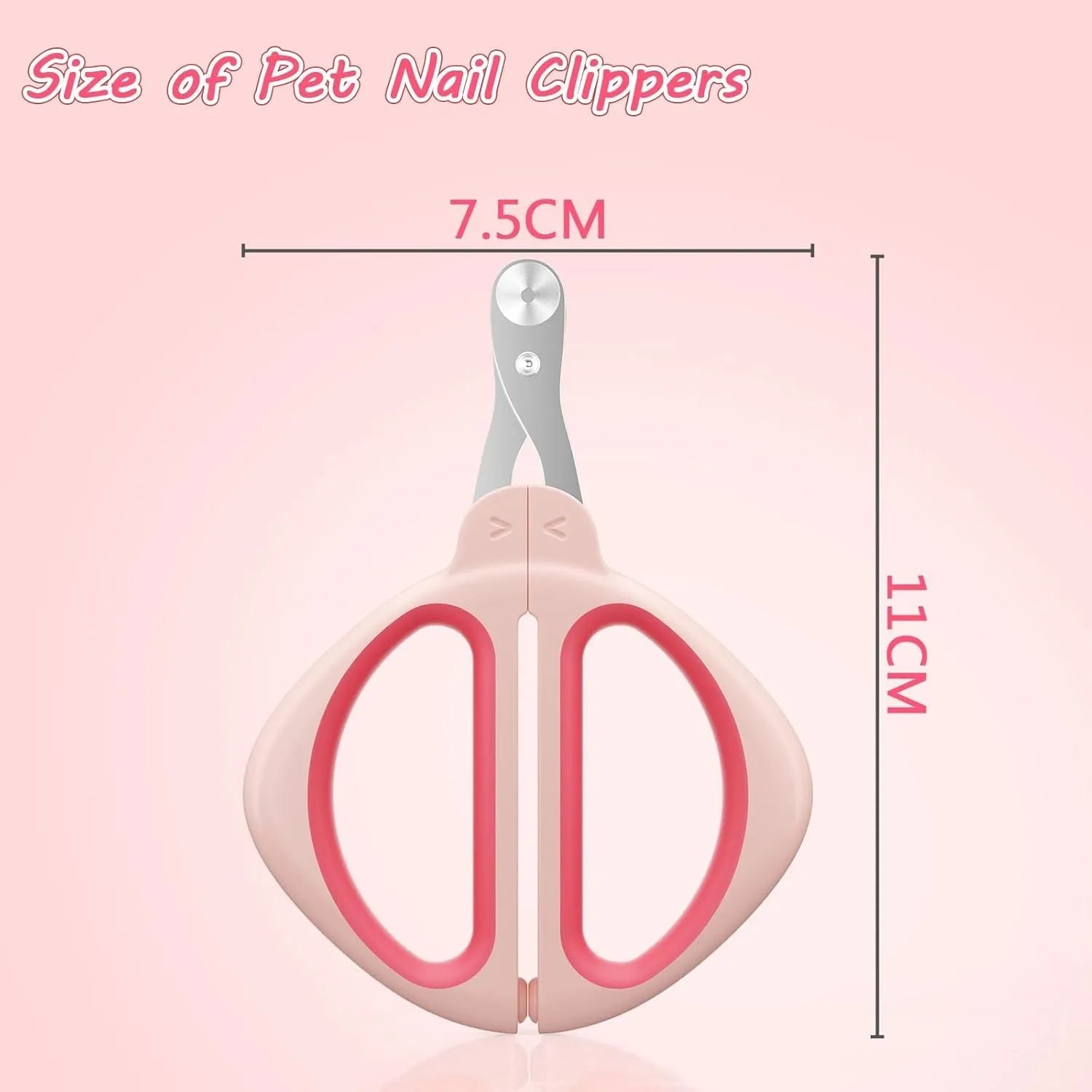 Cat nail clipper with positioning hole, stainless steel blade, blue or pink colour options