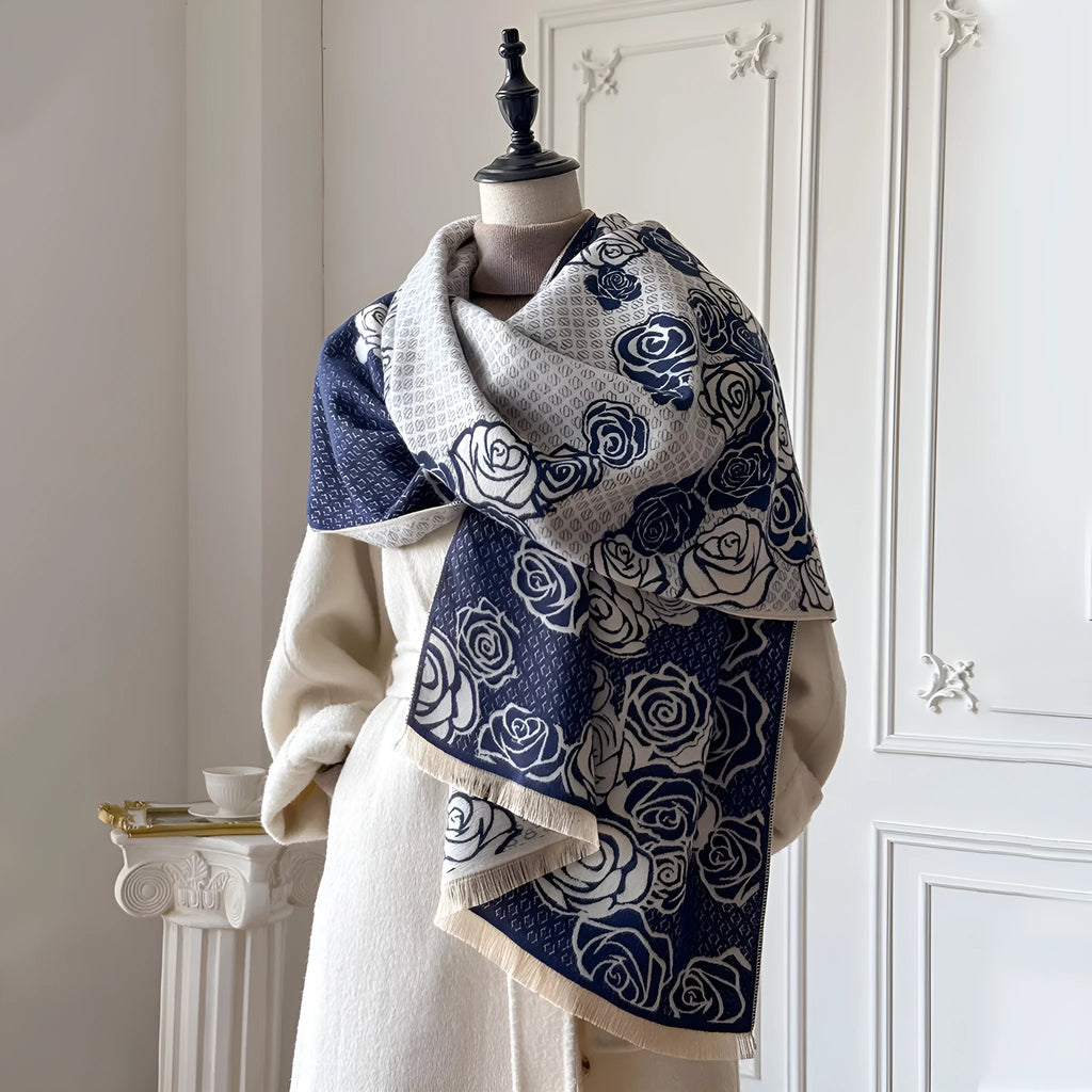 Imitation cashmere thick warm scarf shawl with tassel details in grey colour