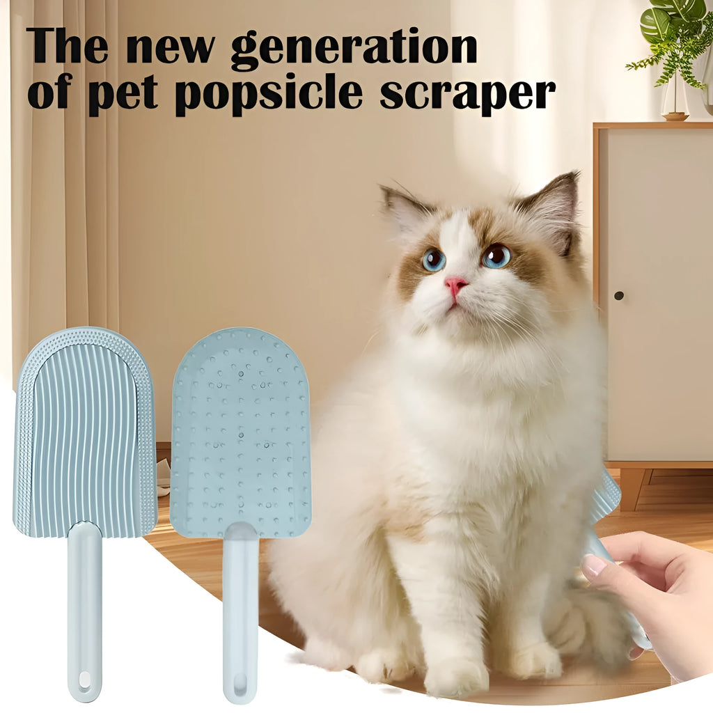 200mm pet grooming brush in blue, green, or yellow with soft silicone and foldable design
