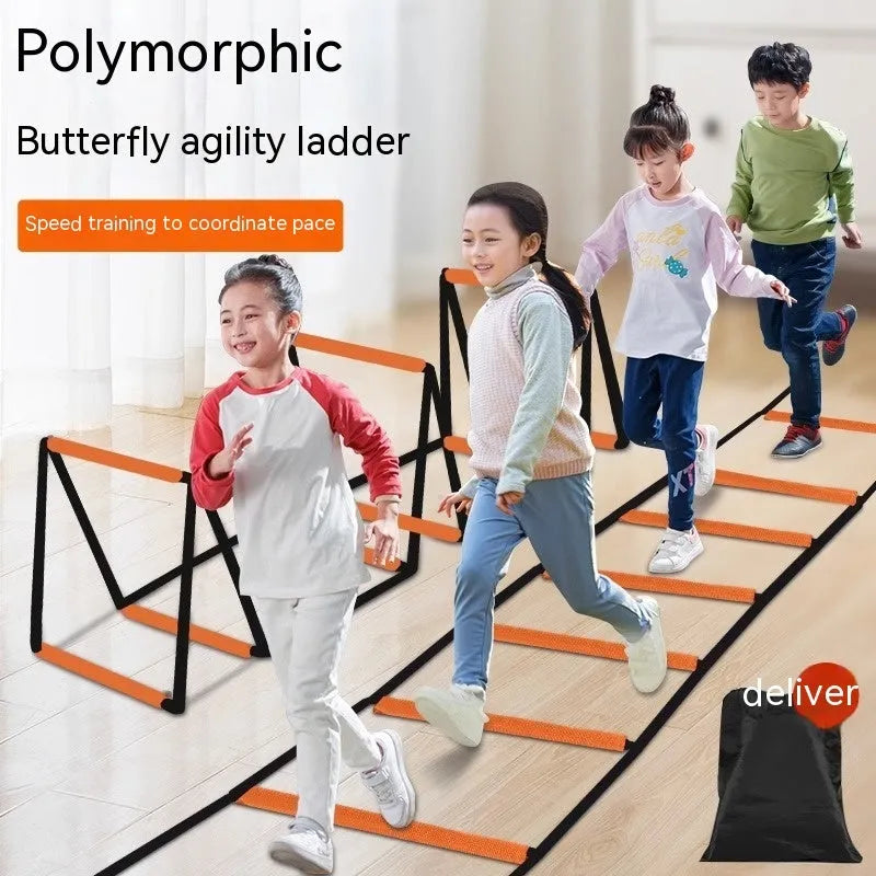 Multi Functional Butterfly Agile Ladder in plastic with adjustable lengths for children's physical fitness training