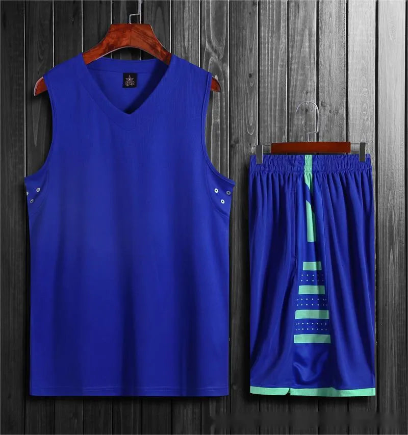 Unisex white and black polyester sports vest and pants set for basketball and training.