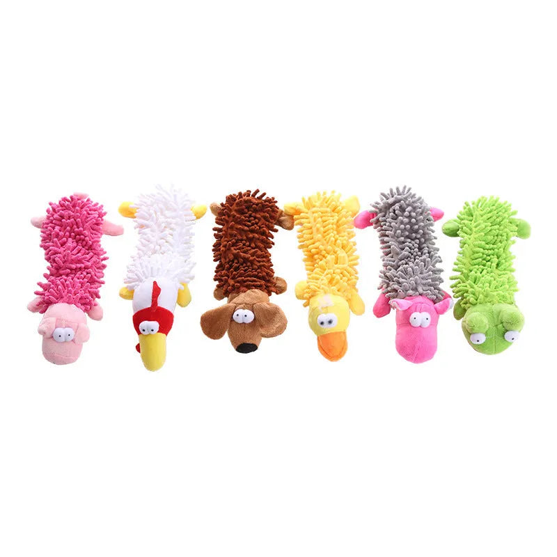 Plush microfiber molar chew toy for dogs in animal designs with horse teeth texture