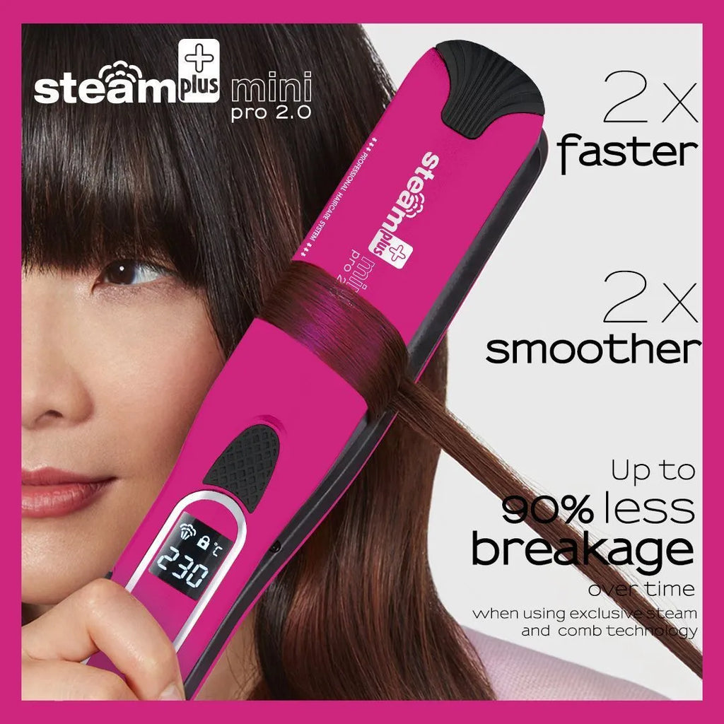 Mini steam splint spray hair straightener in champagne colour with ceramic plates and steam function
