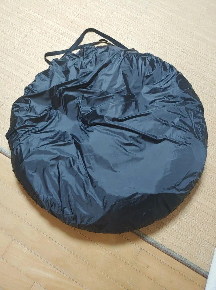 Black pop-up outdoor camping car tail tent with steel frame unfolded to 200x200x200cm dimensions