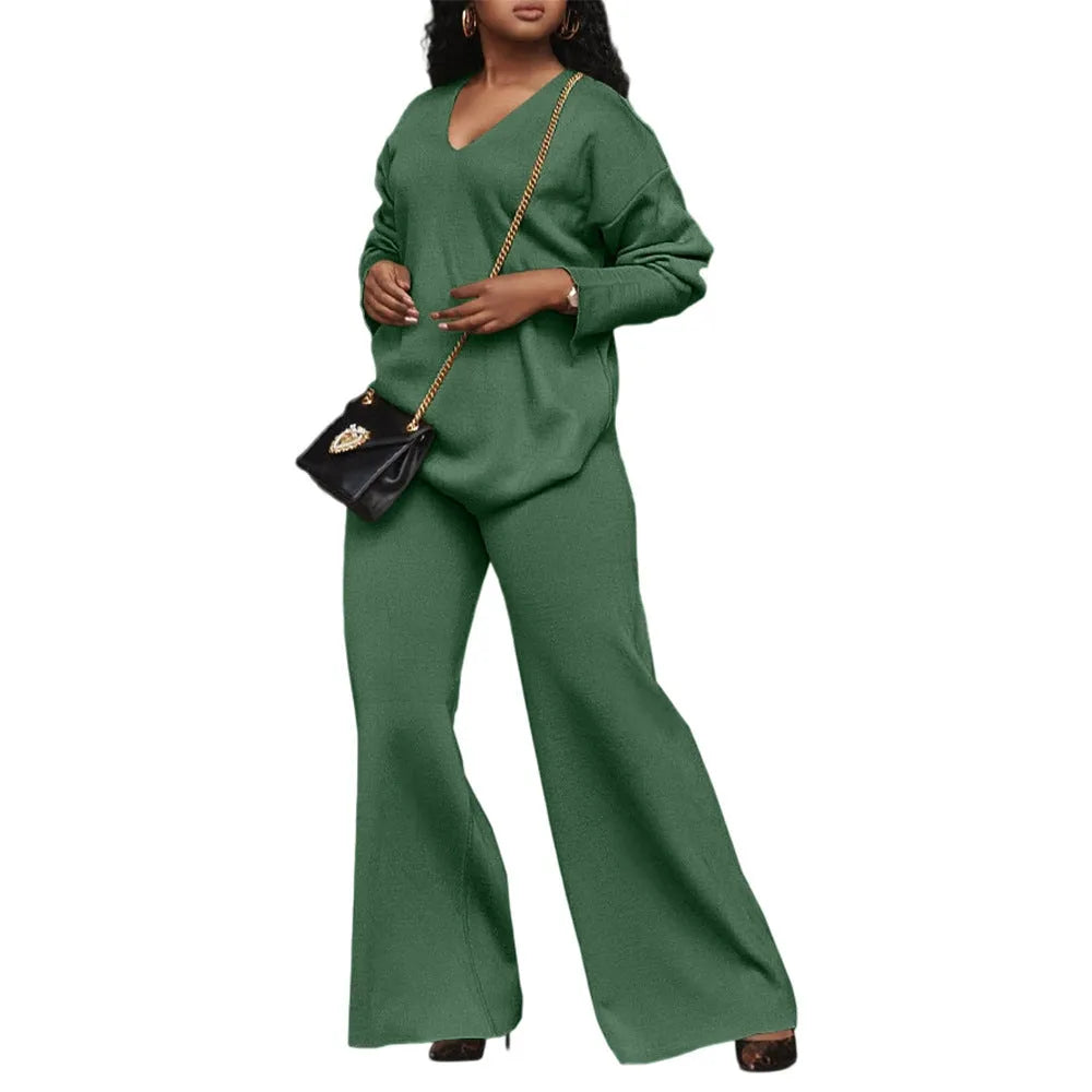 Women's brown suede two-piece suit with split sleeves, Japanese Korean casual style, trousers length