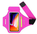 Running sports phone case arm band for iPhone 11 Pro Max X, silicone non-slip with reflective strip and zipper pocket, Black Green Rosered