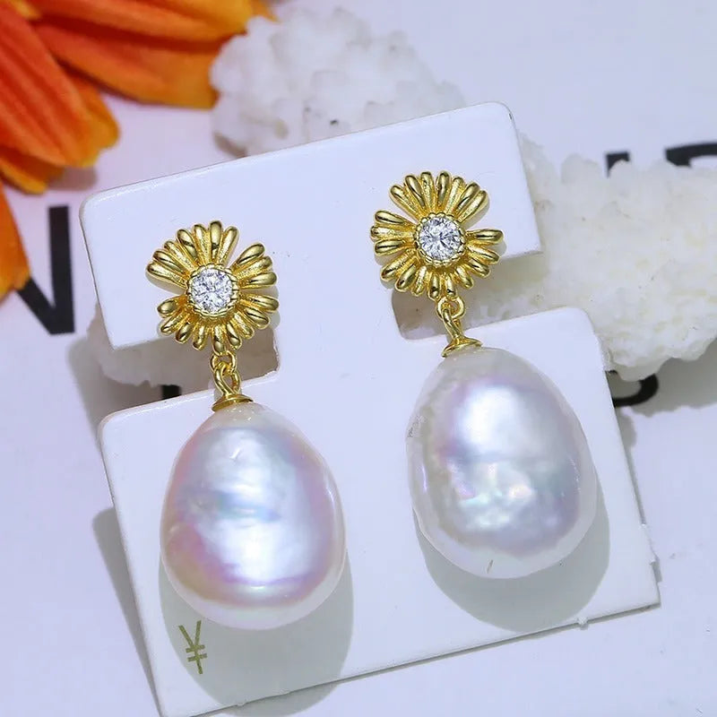 S925 sterling silver baroque flower earring frames for DIY jewellery making with raised floral patterns