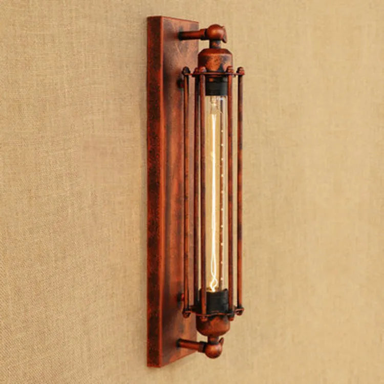Industrial retro flute wall lamp in iron construction with 110mm x 470mm dimensions and 220V voltage