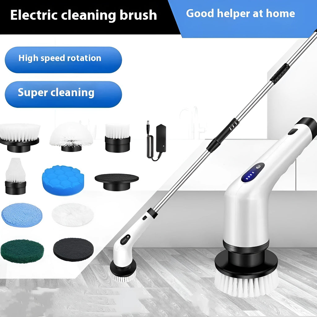White handheld cleaning ball with rechargeable lithium battery and cleaning brush accessories