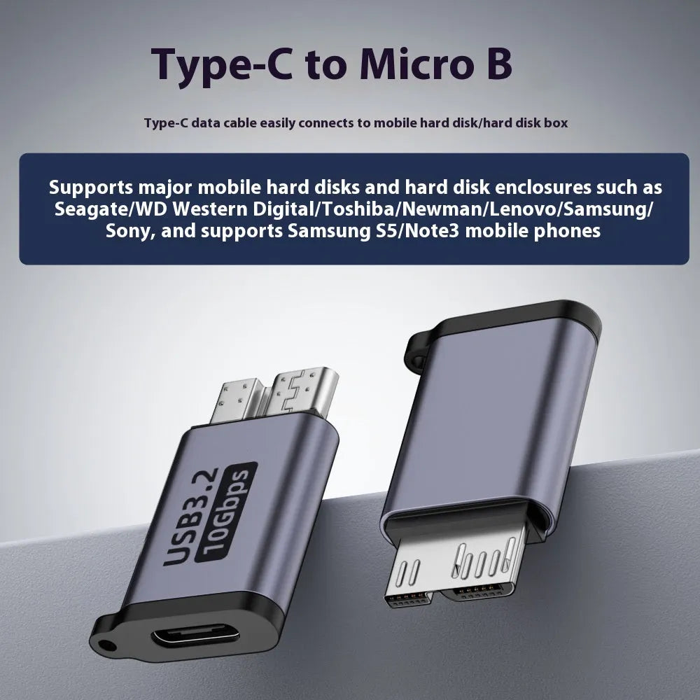Micro USB B to USB Type-C and USB-A adapter converter for data and charging