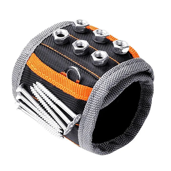 Magnetic tool wristband with Velcro strap and 15 grid pockets for home decoration and electrical work