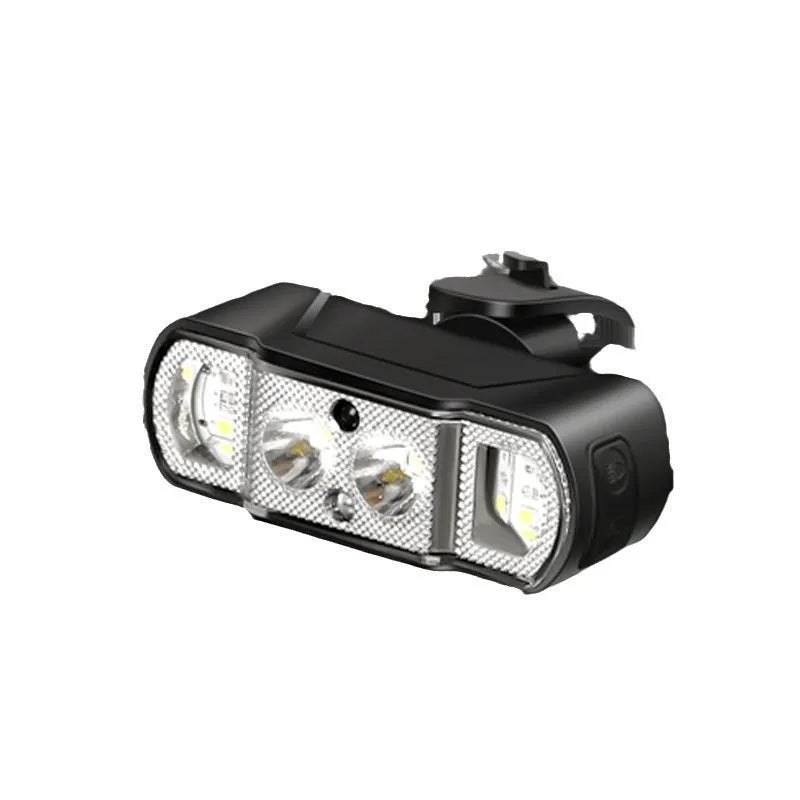 Black bicycle headlight with LED illumination for cycling safety