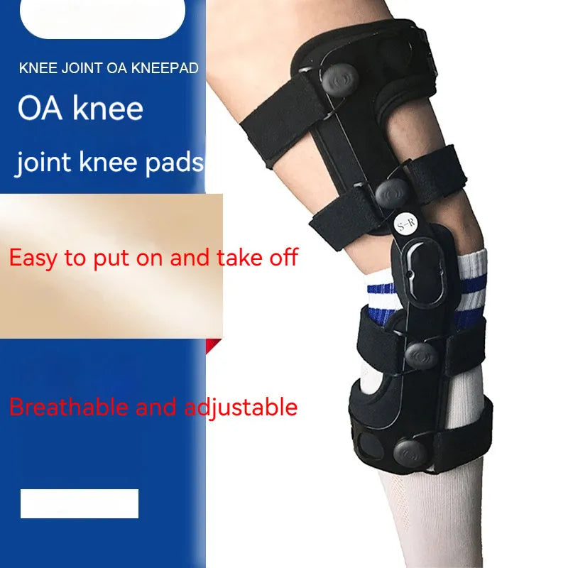 Black anterior ligament knee pad with adjustable straps, showing brushed cloth interior and sandwich fabric construction