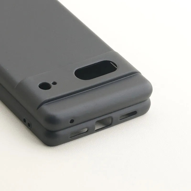 Frosted TPU phone case for Google Pixel, shockproof and anti-fingerprint, in Black or Transparent White.