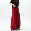 Men's wide-leg high-waist casual trousers in thin polyester blend, straight-leg drop fit, sizes M to 8XL, nine colours