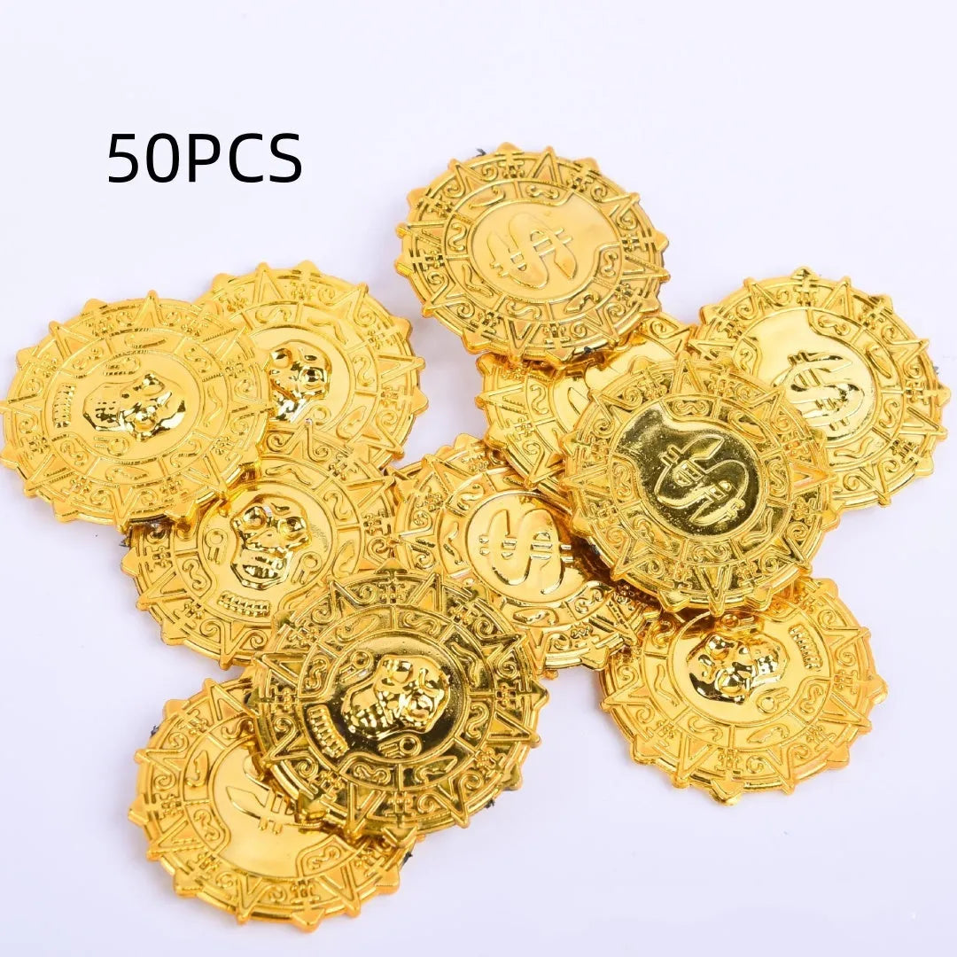 Plastic pirate gold coin toy with pointed edges for Halloween dress up