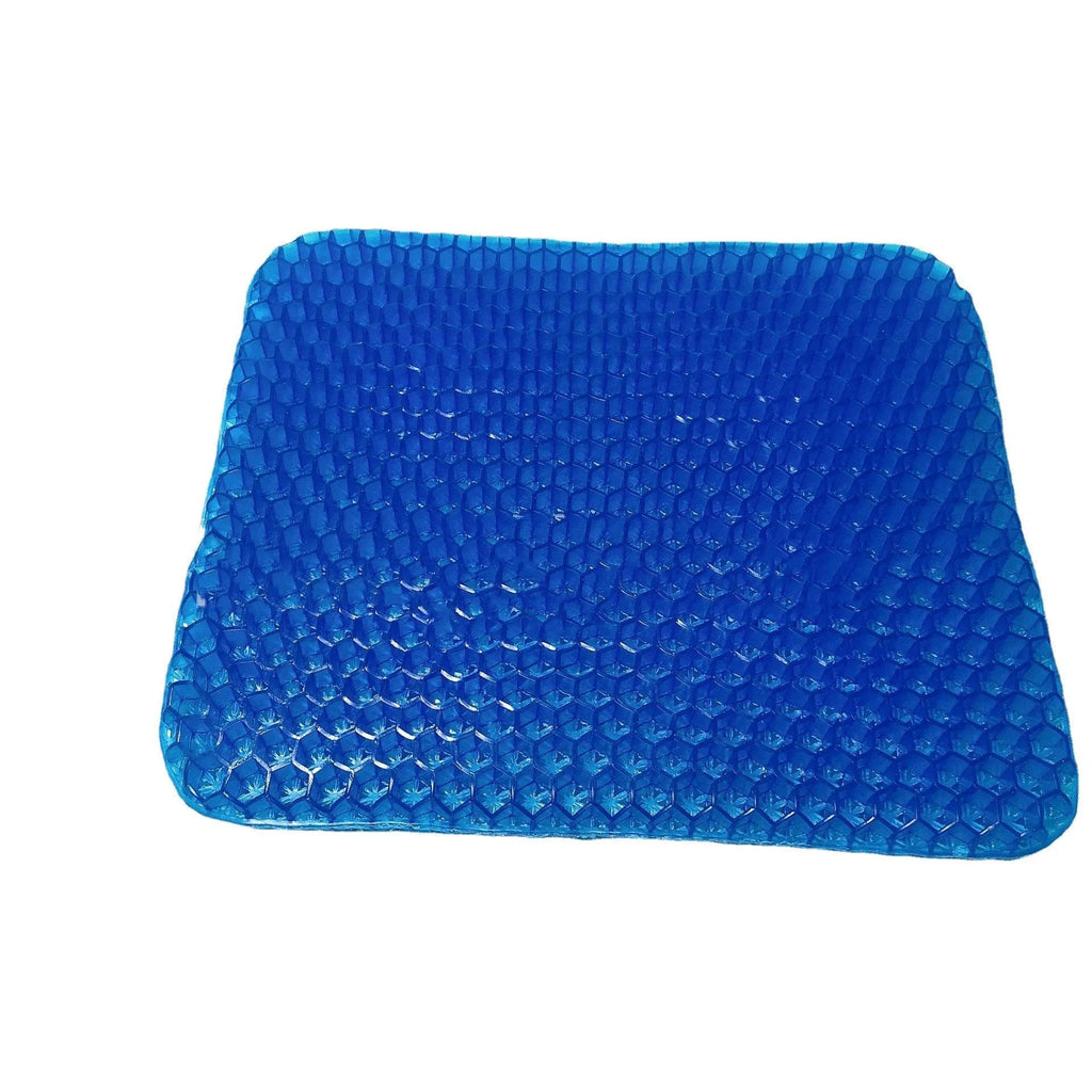 Summer gel seat cushion with honeycomb design for pressure relief, measuring 24.5cm by 17.5cm by 3cm
